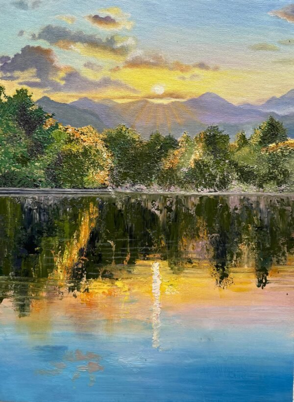 Atardecer Espejado: Maestría en Óleo